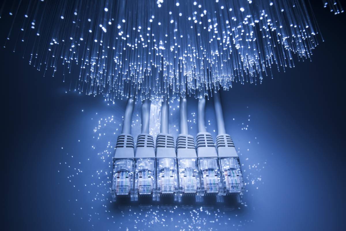 Six ethernet cabled with fiber optics