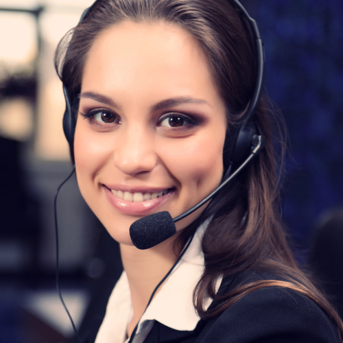 Close up of a women using a headset